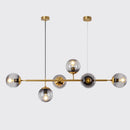 GobekUsa Modern Gold Metal Island Pendant Lighting with 6 Lights and Spherical Glass for Dining Table