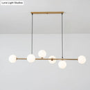 GobekUsa Modern Gold Metal Island Pendant Lighting with 6 Lights and Spherical Glass for Dining Table