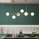 GobekUsa Modern Gold Metal Island Pendant Lighting with 6 Lights and Spherical Glass for Dining Table
