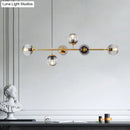 GobekUsa Modern Gold Metal Island Pendant Lighting with 6 Lights and Spherical Glass for Dining Table