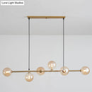 GobekUsa Modern Gold Metal Island Pendant Lighting with 6 Lights and Spherical Glass for Dining Table