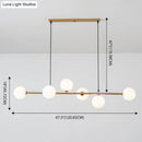 GobekUsa Modern Gold Metal Island Pendant Lighting with 6 Lights and Spherical Glass for Dining Table