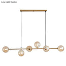 GobekUsa Modern Gold Metal Island Pendant Lighting with 6 Lights and Spherical Glass for Dining Table