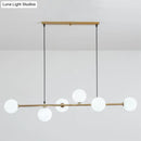 GobekUsa Modern Gold Metal Island Pendant Lighting with 6 Lights and Spherical Glass for Dining Table