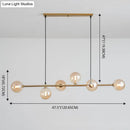 GobekUsa Modern Gold Metal Island Pendant Lighting with 6 Lights and Spherical Glass for Dining Table
