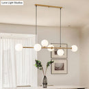 GobekUsa Modern Gold Metal Island Pendant Lighting with 6 Lights and Spherical Glass for Dining Table