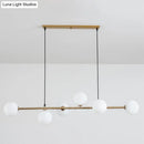 GobekUsa Modern Gold Metal Island Pendant Lighting with 6 Lights and Spherical Glass for Dining Table