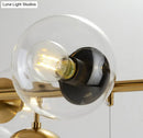 GobekUsa Modern Gold Metal Island Pendant Lighting with 6 Lights and Spherical Glass for Dining Table
