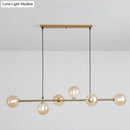 GobekUsa Modern Gold Metal Island Pendant Lighting with 6 Lights and Spherical Glass for Dining Table