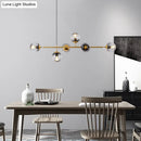GobekUsa Modern Gold Metal Island Pendant Lighting with 6 Lights and Spherical Glass for Dining Table
