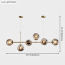 GobekUsa Modern Gold Metal Island Pendant Lighting with 6 Lights and Spherical Glass for Dining Table