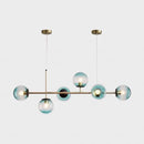 GobekUsa Modern Gold Metal Island Pendant Lighting with 6 Lights and Spherical Glass for Dining Table