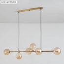 GobekUsa Modern Gold Metal Island Pendant Lighting with 6 Lights and Spherical Glass for Dining Table
