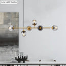 GobekUsa Modern Gold Metal Island Pendant Lighting with 6 Lights and Spherical Glass for Dining Table