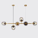 GobekUsa Modern Gold Metal Island Pendant Lighting with 6 Lights and Spherical Glass for Dining Table
