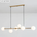 GobekUsa Modern Gold Metal Island Pendant Lighting with 6 Lights and Spherical Glass for Dining Table
