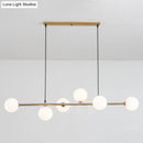 GobekUsa Modern Gold Metal Island Pendant Lighting with 6 Lights and Spherical Glass for Dining Table