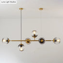 GobekUsa Modern Gold Metal Island Pendant Lighting with 6 Lights and Spherical Glass for Dining Table