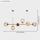 GobekUsa Modern Gold Metal Island Pendant Lighting with 6 Lights and Spherical Glass for Dining Table