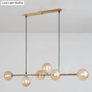 GobekUsa Modern Gold Metal Island Pendant Lighting with 6 Lights and Spherical Glass for Dining Table