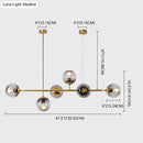 GobekUsa Modern Gold Metal Island Pendant Lighting with 6 Lights and Spherical Glass for Dining Table