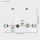 GobekUsa Modern Gold Metal Island Pendant Lighting with 6 Lights and Spherical Glass for Dining Table