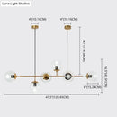 GobekUsa Modern Gold Metal Island Pendant Lighting with 6 Lights and Spherical Glass for Dining Table