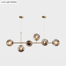 GobekUsa Modern Gold Metal Island Pendant Lighting with 6 Lights and Spherical Glass for Dining Table