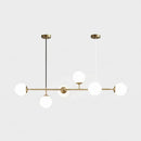 GobekUsa Modern Gold Metal Island Pendant Lighting with 6 Lights and Spherical Glass for Dining Table