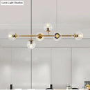 GobekUsa Modern Gold Metal Island Pendant Lighting with 6 Lights and Spherical Glass for Dining Table