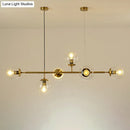 GobekUsa Modern Gold Metal Island Pendant Lighting with 6 Lights and Spherical Glass for Dining Table