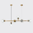 GobekUsa Modern Gold Metal Island Pendant Lighting with 6 Lights and Spherical Glass for Dining Table