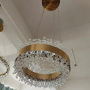 GobekUsa Gold Metal LED Chandelier: Modern Crystal Lighting for Living Room, Dining Room, Bedroom.