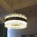 GobekUsa Gold Metal LED Chandelier: Modern Crystal Lighting for Living Room, Dining Room, Bedroom.