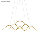 GobekUsa Modern Gold Metal LED Island Light Fixture for Dining Room - Wave Design, White/Warm Light