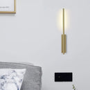 GobekUsa Contemporary Metal Linear Wall Sconce Lighting - Elegant Gold LED Fixture for Bedroom