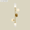GobekUsa Modern 4-Light Gold Metal Pencil Arm Wall Lamp with Glass Shades