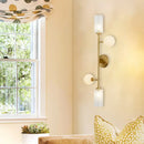 GobekUsa Modern 4-Light Gold Metal Pencil Arm Wall Lamp with Glass Shades