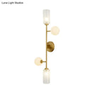 GobekUsa Modern 4-Light Gold Metal Pencil Arm Wall Lamp with Glass Shades