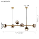 GobekUsa Modern Gold Metal Pendant Lighting - Spherical Smoke Glass with 6 Lights for Dining Table and Islands