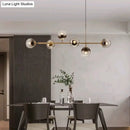 GobekUsa Modern Gold Metal Pendant Lighting - Spherical Smoke Glass with 6 Lights for Dining Table and Islands