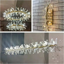 GobekUsa Clear Crystal LED Chandelier Round Lamp - Gold Metal Wire, Adjustable G4 Bulb