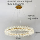 GobekUsa Clear Crystal LED Chandelier Round Lamp - Gold Metal Wire, Adjustable G4 Bulb