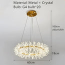 GobekUsa Clear Crystal LED Chandelier Round Lamp - Gold Metal Wire, Adjustable G4 Bulb