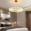 GobekUsa Clear Crystal LED Chandelier Round Lamp - Gold Metal Wire, Adjustable G4 Bulb