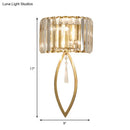 GobekUsa Modern Metallic Drum Shade Wall Lamp with Clear Crystal – 2-Light Gold Lighting for Living Room