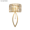 GobekUsa Modern Metallic Drum Shade Wall Lamp with Clear Crystal – 2-Light Gold Lighting for Living Room