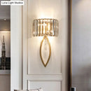 GobekUsa Modern Metallic Drum Shade Wall Lamp with Clear Crystal – 2-Light Gold Lighting for Living Room