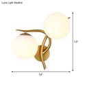 GobekUsa Modern Gold 2-Head Orb Milk Glass Wall Sconce Light Fixture