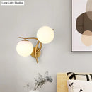 GobekUsa Modern Gold 2-Head Orb Milk Glass Wall Sconce Light Fixture